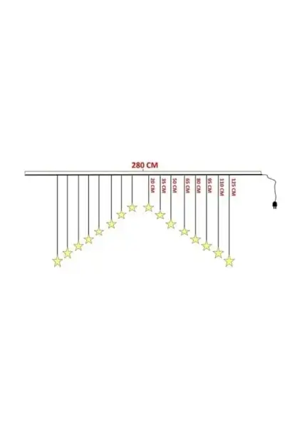 Genel “3m Yıldız Perde LED – Sıcak Sarı Işık, Dekoratif ve Tasarruflu Aydınlatma Yıldız Figürlü Perde LED – 3 Metre Sarı Işık, Ev ve Etkinlik