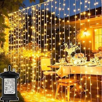 3x3 Perde LED Sarı Işık Sıcak Sarı Dekoratif Aydınlatma Kolay Kurulum Ev ve Etkinlik İçin