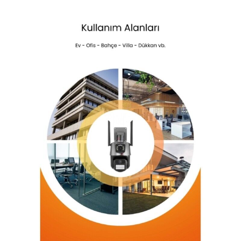 3 MP + 3 MP Çift Lens Wi-Fi Güvenlik Kamerası, 256GB TF Kart Destekli, Gece Görüşlü, Hareket Algılama ve Çift Yönlü Ses Özellikli Akıllı Güvenlik Kamerası