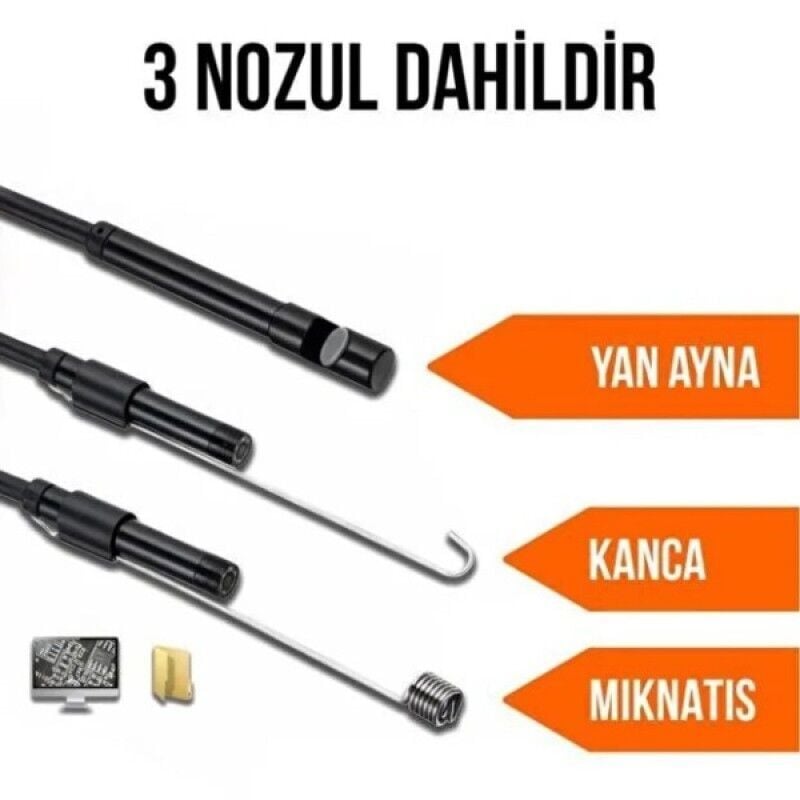 10 Metre Yılan Kamera USB Endoskop Kamera, LED Işıklı, Telefon ve PC Uyumlu, Su Geçirmez Esnek Yılan Kamera Seti