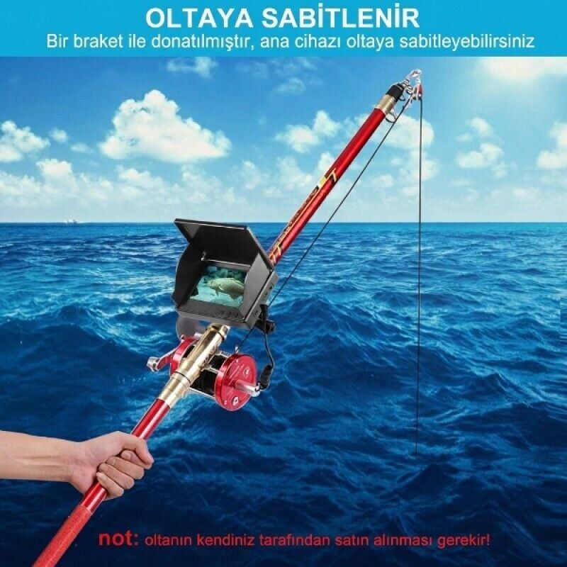 15 Metre Sualtı Balık Tutma Kamerası, LED Işıklı, HD Ekranlı, Su Geçirmez Balık Tutma Kamerası Seti