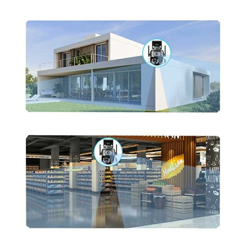 3MP + 3MP WiFi IP Kamera Çift Lens Optik Zoom 355° Hareketli Gece Görüşlü TF Kart Destekli Güvenlik Kamerası