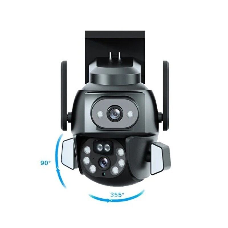3MP + 3MP WiFi IP Kamera Çift Lens Optik Zoom 355° Hareketli Gece Görüşlü TF Kart Destekli Güvenlik Kamerası
