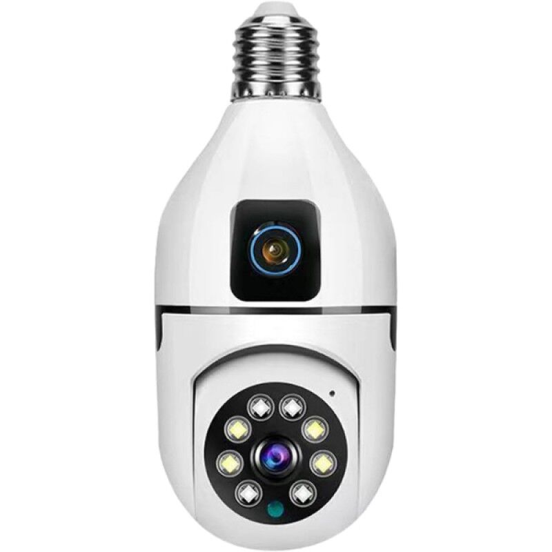 Çift Lensli Ampul Kamera E27 Duy WiFi 4K 360° Gece Görüşlü Kablosuz Güvenlik Kamerası