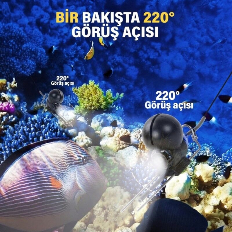 25 Metre Sualtı Balık Kamerası LED Işıklı Renkli Ekranlı Su Geçirmez Balıkçı Kamerası