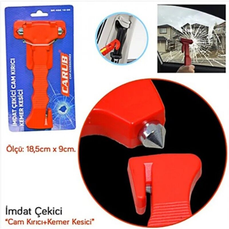 İmdat Çekici Cam Kırıcı ve Emniyet Kemeri Kesici – Araç İçi Acil Durum Güvenlik Aparatı, Oto Cam Kırma ve Kemer Kesme Aleti
