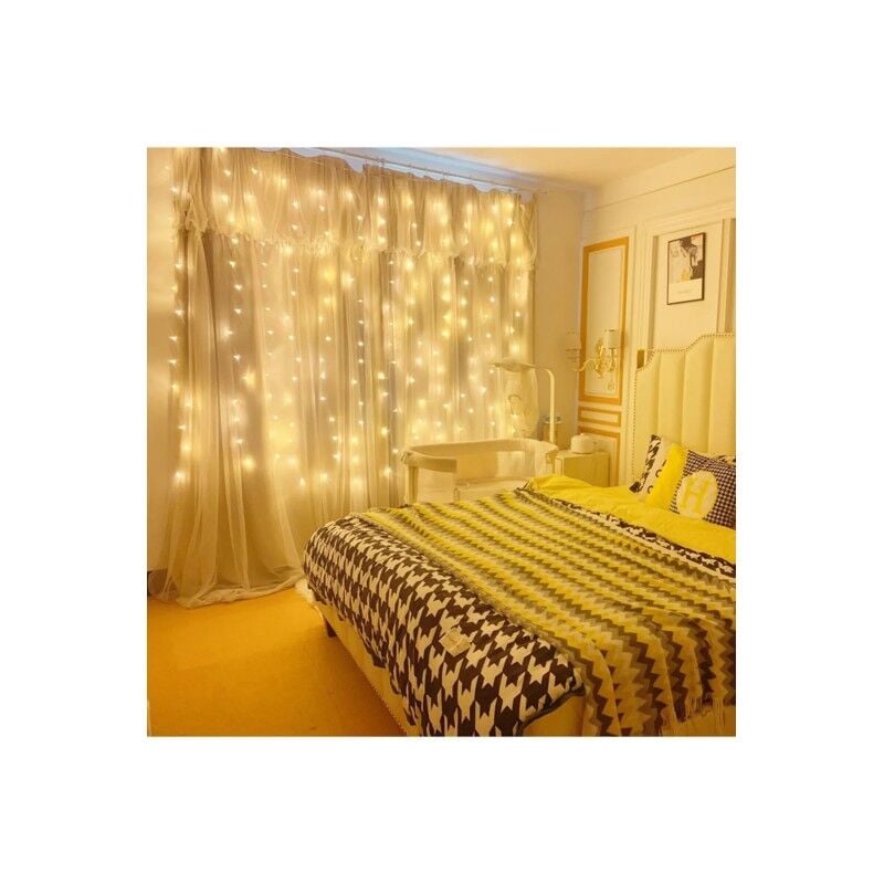 8 Fonksiyonlu Perde Peri LED 3x3 Metre Uzaktan Kumandalı Günışığı LED Işık Dekoratif Perde Aydınlatma Duvar Pencere Süsleme