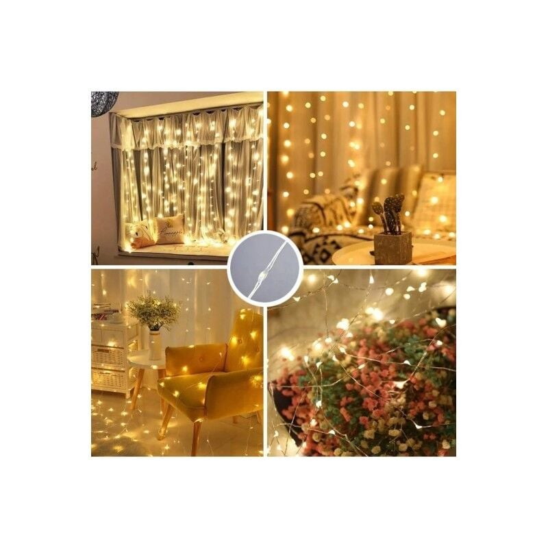 8 Fonksiyonlu Perde Peri LED 3x3 Metre Uzaktan Kumandalı Günışığı LED Işık Dekoratif Perde Aydınlatma Duvar Pencere Süsleme