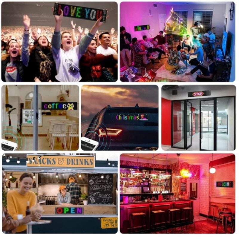 Kişiselleştirilebilir LED Araç Ekranı RGB Renkli Yazı Animasyonlu USB Kontrollü Esnek Suya Dayanıklı LED Panel