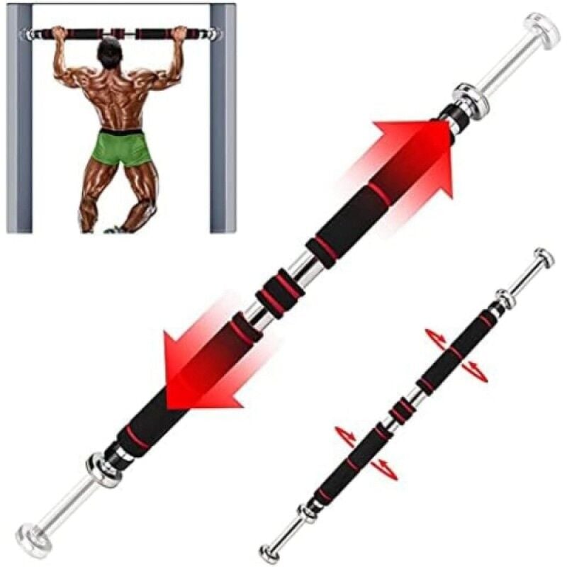80-130 cm Ayarlanabilir Barfiks Demiri Kapı Arası Teleskopik 200 Kg Taşıma Kapasiteli Sünger Tutma Ev Tipi Fitness Barı