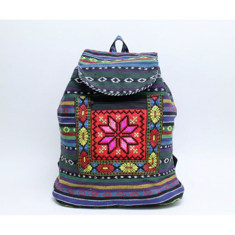 Kilim Desenli Sırt Çantası Etnik Desen Günlük Kullanım Geniş Hacimli Ayarlanabilir Askılı Şık Sırt Çantası 37x35 cm