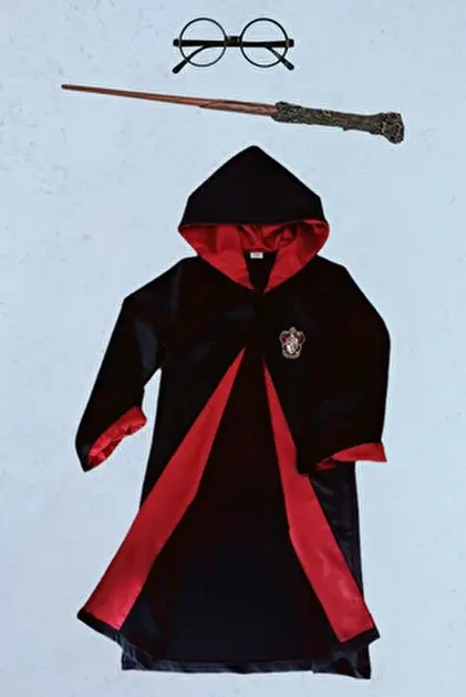 Harry Potter Çocuk Kostümü Seti 2-4 Yaş Pelerin Asa Gözlük Büyücü Kostümü Doğum Günü Parti Cadılar Bayramı