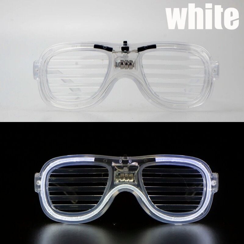 Beyaz LED Parti Gözlüğü Neon Işıklı 3 Modlu Yanıp Sönen Festival Konser Parti Aksesuarı Pilli Işıklı Gözlük