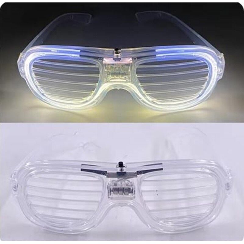 Beyaz LED Parti Gözlüğü Neon Işıklı 3 Modlu Yanıp Sönen Festival Konser Parti Aksesuarı Pilli Işıklı Gözlük