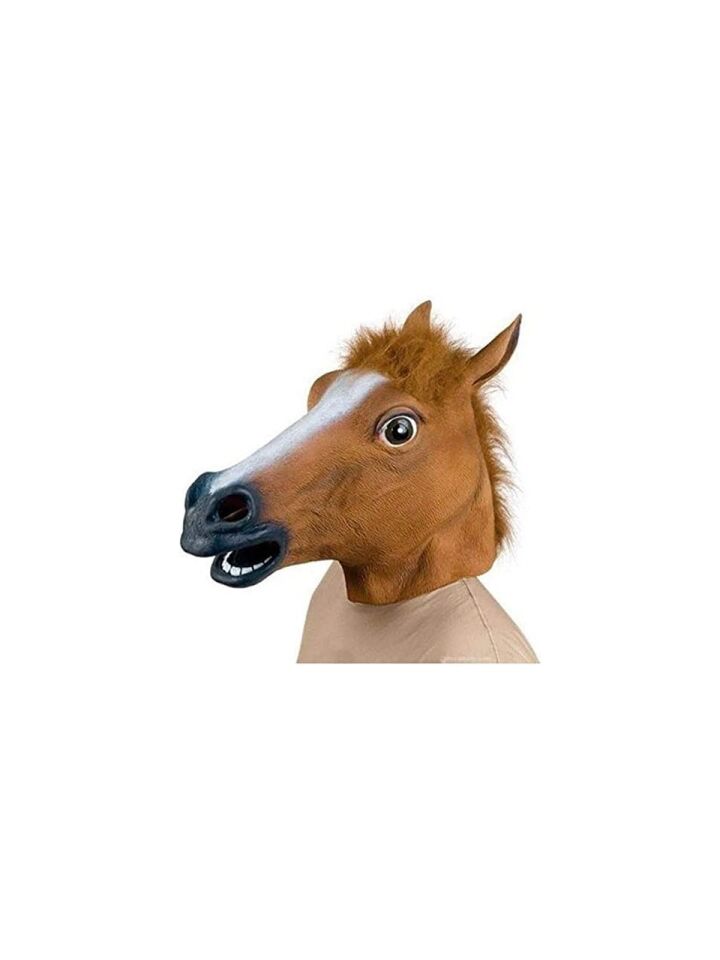Gerçekçi Lateks At Kafası Maskesi Yetişkin Kostüm Maskesi Parti Cosplay Halloween Eğlenceli Hayvan Maskesi