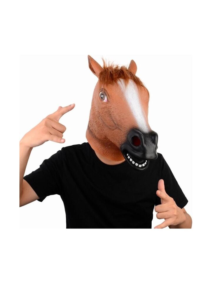 Gerçekçi Lateks At Kafası Maskesi Yetişkin Kostüm Maskesi Parti Cosplay Halloween Eğlenceli Hayvan Maskesi