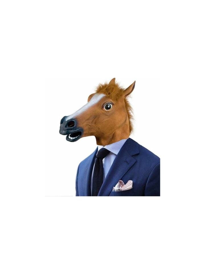 Gerçekçi Lateks At Kafası Maskesi Yetişkin Kostüm Maskesi Parti Cosplay Halloween Eğlenceli Hayvan Maskesi