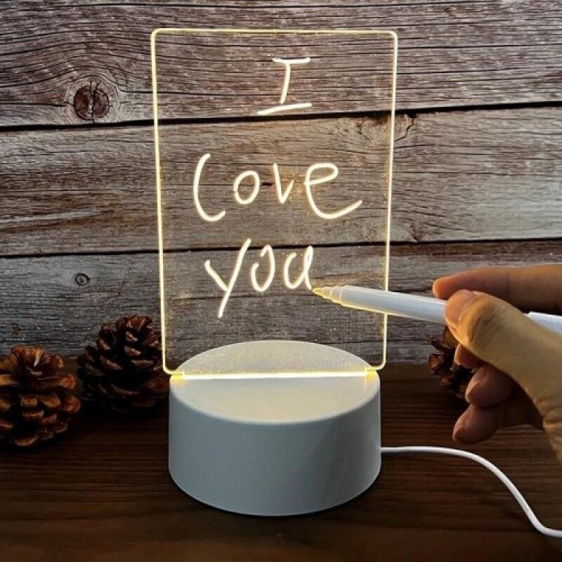 LED Çizim Tableti Gece Lambası Yaz Sil Not Tableti Işıklı Mesaj Tahtası Silinebilir LED Tablet