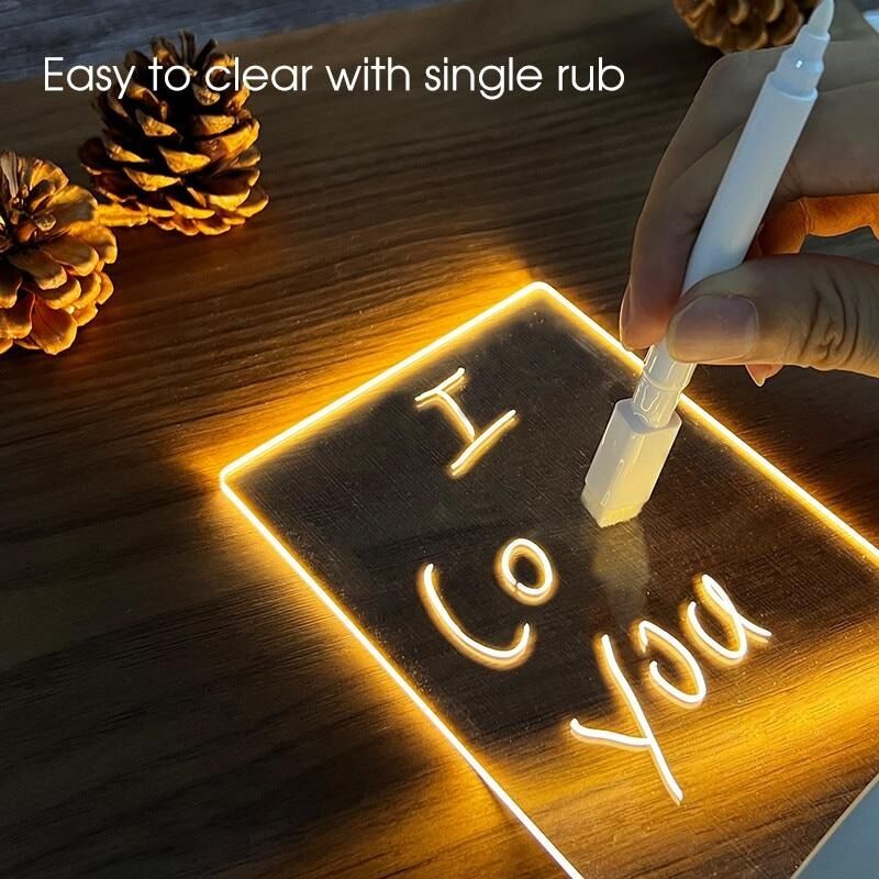 LED Çizim Tableti Gece Lambası Yaz Sil Not Tableti Işıklı Mesaj Tahtası Silinebilir LED Tablet