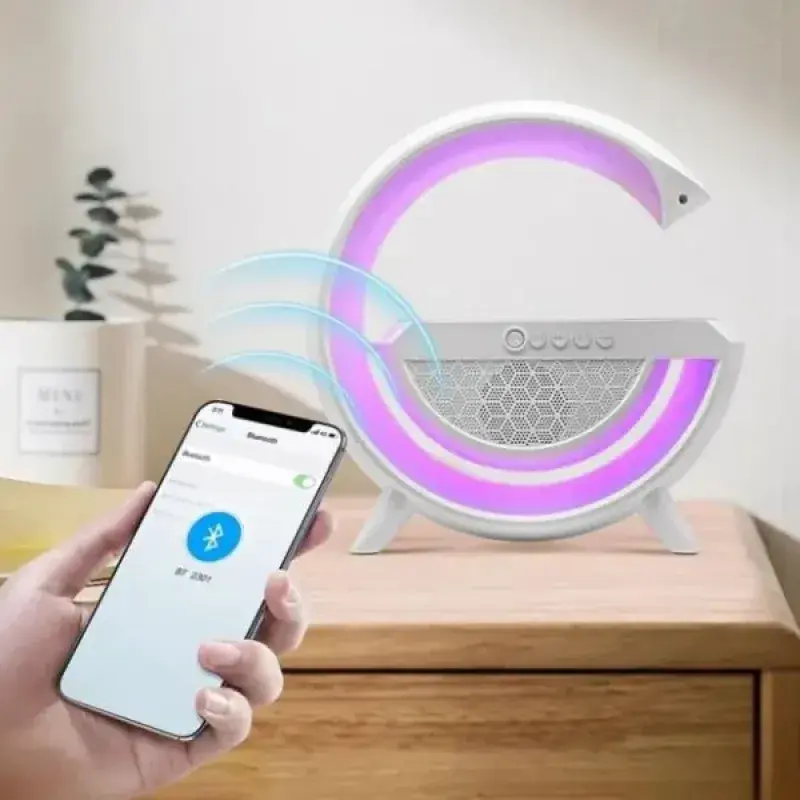 Kablosuz Şarj Standlı RGB Hoparlör | 15W Hızlı Şarj, Bluetooth, FM Radyo, SD Kart Destekli Gece Lambası