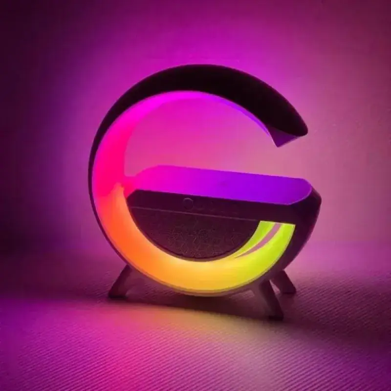 Kablosuz Şarj Standlı RGB Hoparlör | 15W Hızlı Şarj, Bluetooth, FM Radyo, SD Kart Destekli Gece Lambası