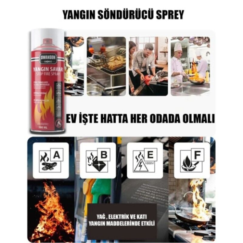 Yangın Savar Tüpü Sprey 500 ml Taşınabilir Yangın Söndürücü Sprey Ev Araç Mutfak Güvenlik