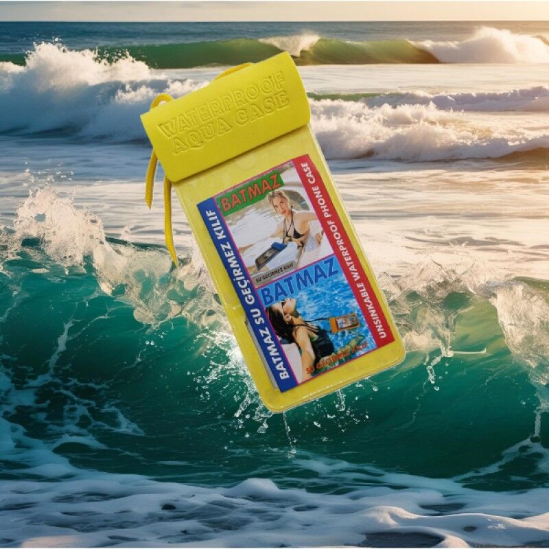 Yeşil Renk Batmaz Su Geçirmez Telefon Kılıfı Boyun Askılı Havuz Deniz Yüzme Waterproof Kılıf