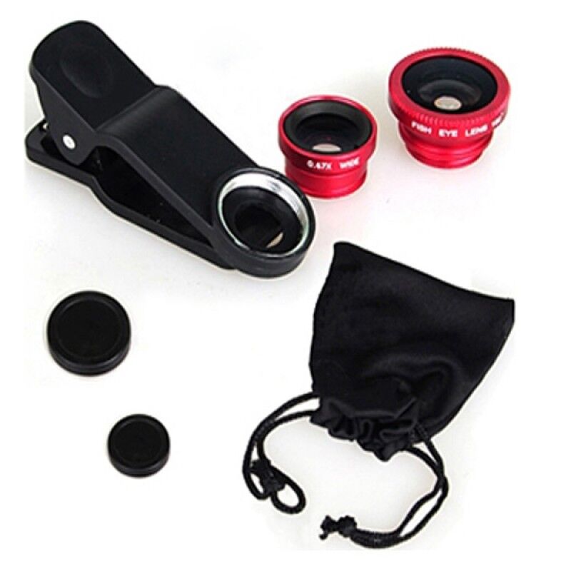 Balık Gözü Cep Telefonu Lensi 3’lü Set Fish Eye Macro Wide Lens Universal Telefon Kamera Lensi