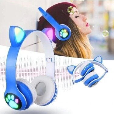 Kedi Figürlü Bluetooth Kulaklık – LED Işıklı Kulak Detaylı, Kablosuz Bluetooth 5.0, TF Kart Destekli, Şarj Edilebilir, Güçlü Baslı, Çocuk ve Gençler İçin Renkli ve Eğlenceli Kulaklık Modeli