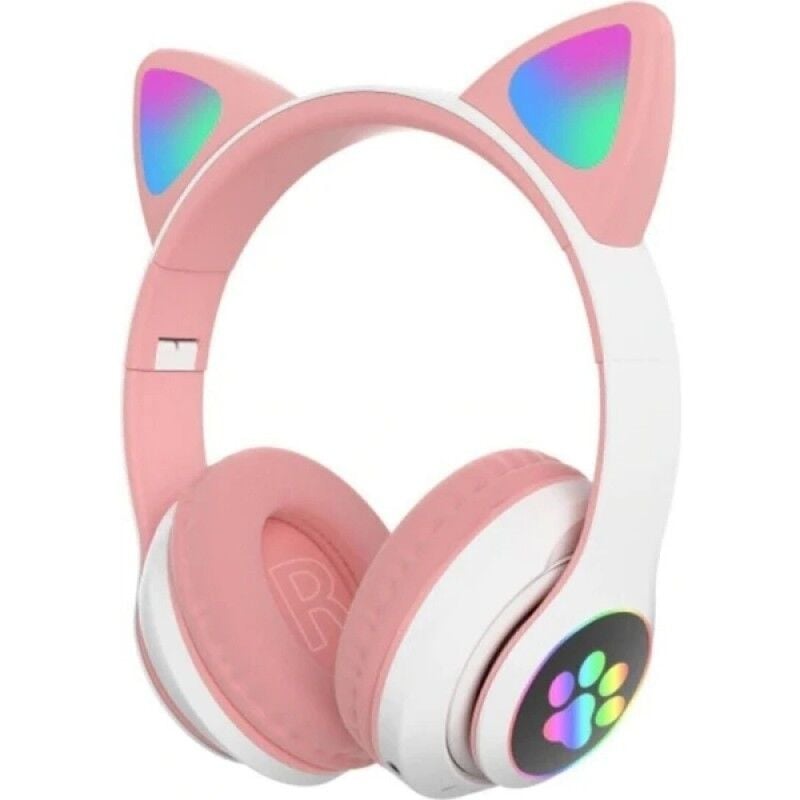 Pembe Kedi Figürlü Bluetooth Kulaklık – LED Işıklı Sevimli Tasarım, Kablosuz Özgürlük ve Güçlü Bas Performansı