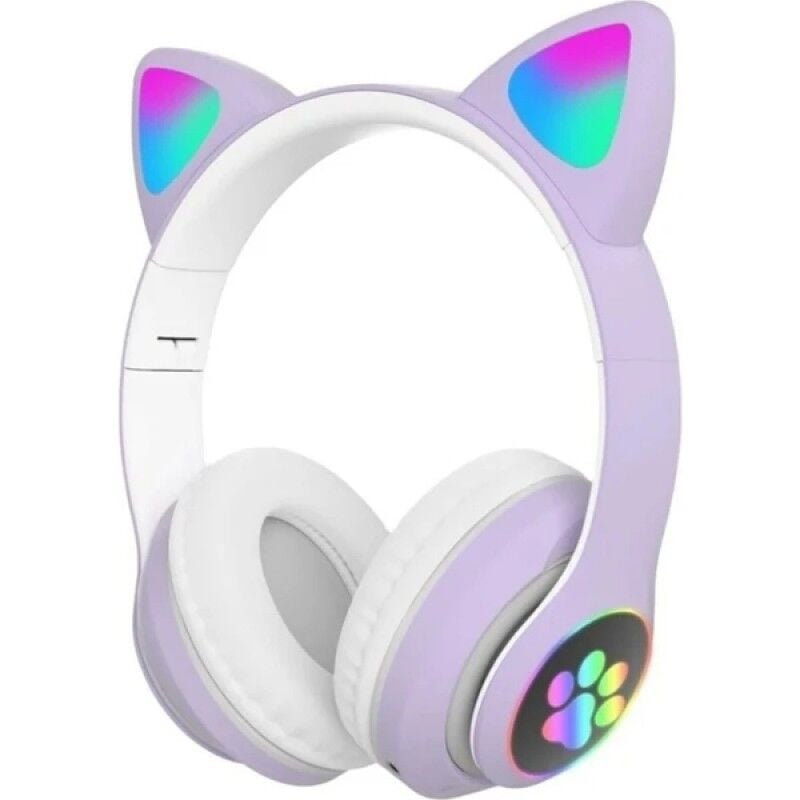 Mor Kedi Figürlü Bluetooth Kulaklık – LED Işıklı Tasarım, Kablosuz Konfor ve Güçlü Bas Performans