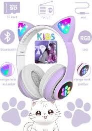Mor Kedi Figürlü Bluetooth Kulaklık – LED Işıklı Tasarım, Kablosuz Konfor ve Güçlü Bas Performans