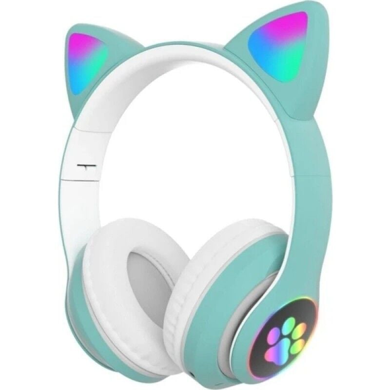 Yeşil Kedi Figürlü Bluetooth Kulaklık – LED Işıklı Tasarım, Kablosuz Konfor ve Güçlü Bas Performansı