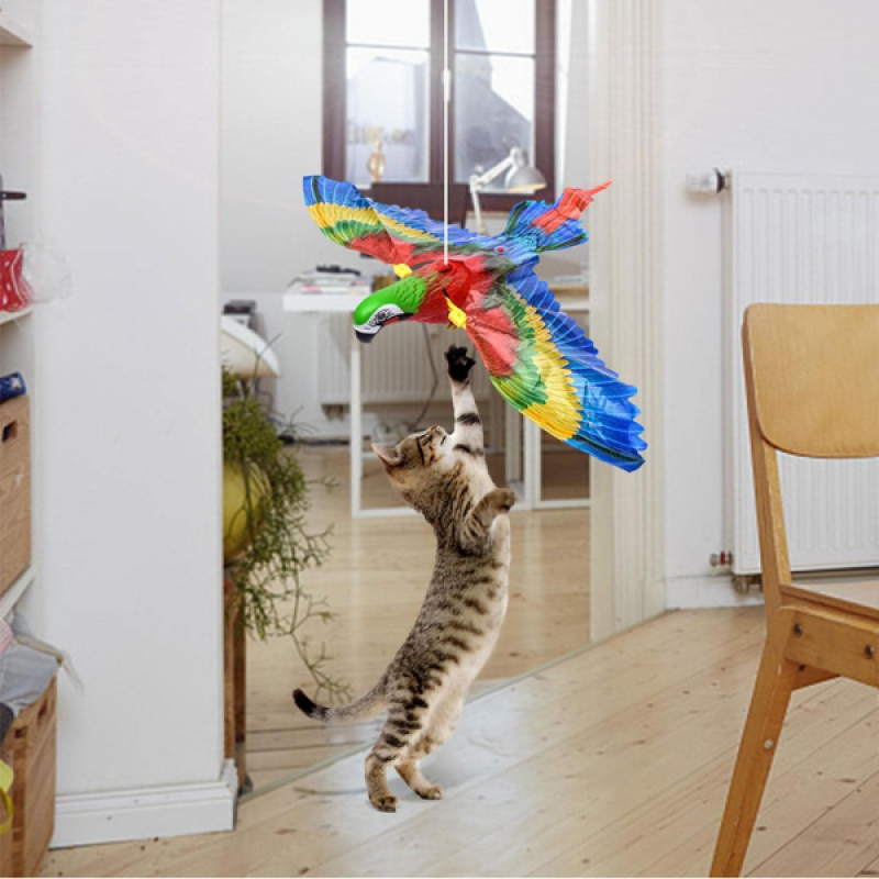 Bird Flying Cat Toy Asılabilir Kapı Kedisi Oyuncağı Işıklı Sesli Kanat Çırpan Kedi Oyuncağı Papağan Kartal Modeli Kediler İçin İnteraktif Oyuncak
