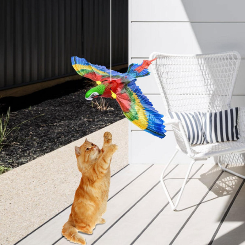Bird Flying Cat Toy Asılabilir Kapı Kedisi Oyuncağı Işıklı Sesli Kanat Çırpan Kedi Oyuncağı Papağan Kartal Modeli Kediler İçin İnteraktif Oyuncak