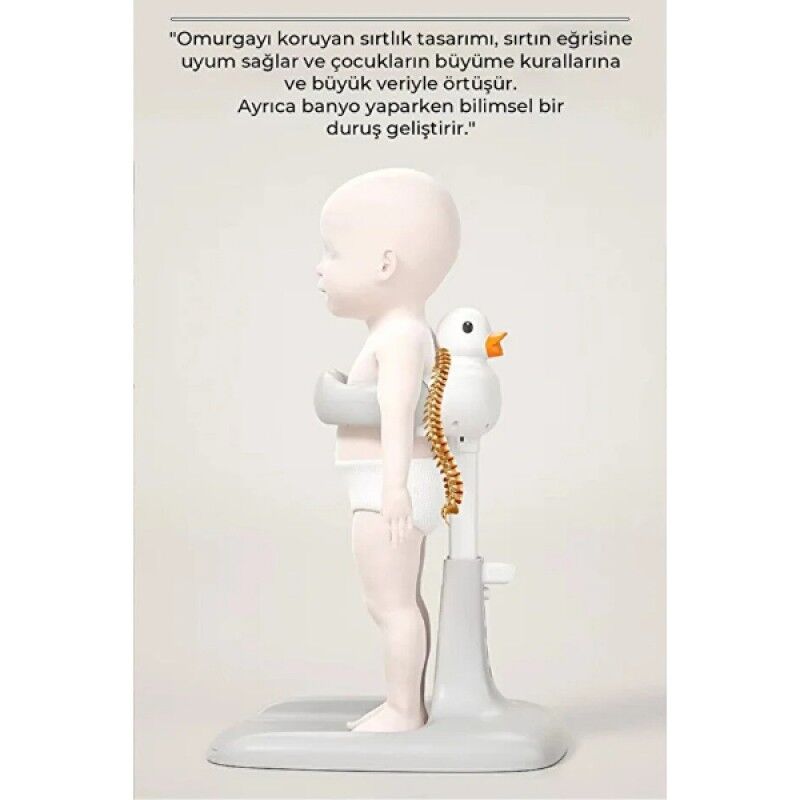 Ördek Tasarımlı Ayarlanabilir Bebek Banyo Aparatı Yenidoğan Yıkama Minderi Küvet ve Lavabo Uyumlu Ergonomik Kaymaz Bebek Banyo Yardımcısı