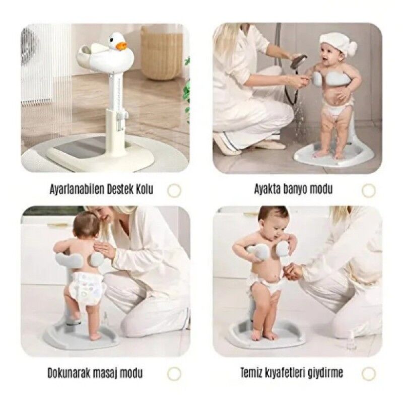 Ördek Tasarımlı Ayarlanabilir Bebek Banyo Aparatı Yenidoğan Yıkama Minderi Küvet ve Lavabo Uyumlu Ergonomik Kaymaz Bebek Banyo Yardımcısı