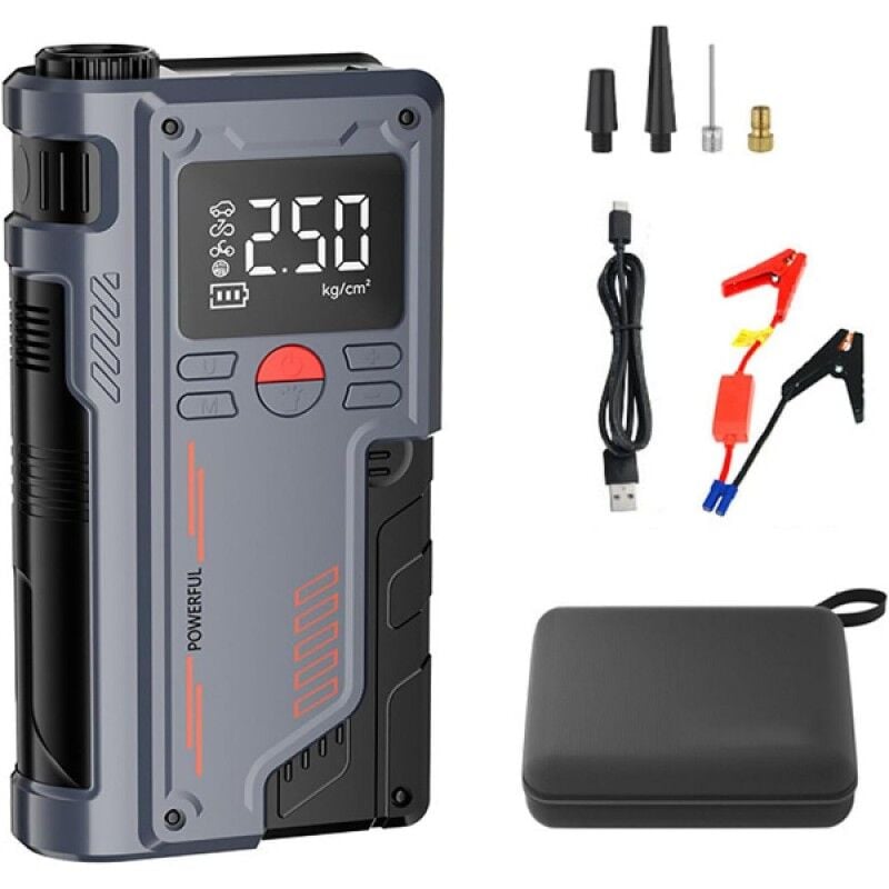 4’ü 1 Arada Akü Takviye Cihazı ve Lastik Şişirme Cihazı – 1000A Güçlü Jump Starter, 150 PSI Hızlı Hava Kompresörü, Powerbank, LED Fener | Araç Acil Durum Seti